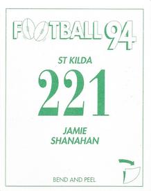 1994 Select AFL Stickers #221 Jamie Shanahan Back
